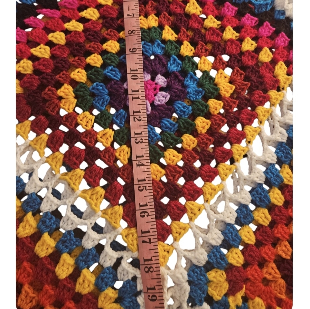 Sustainable Handmade Grannycore Crochet Dress Boho Festival Rainbow Cover-Up - Picture 13 of 17